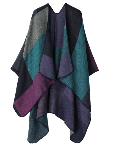 Poncho - Stylish Ladies Oversized Colour Block Poncho