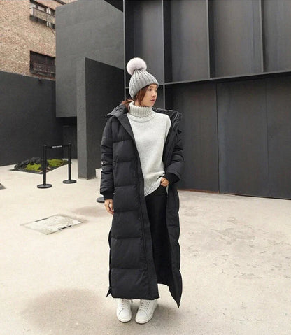 Puffer coat - elegant long ladies winter coat