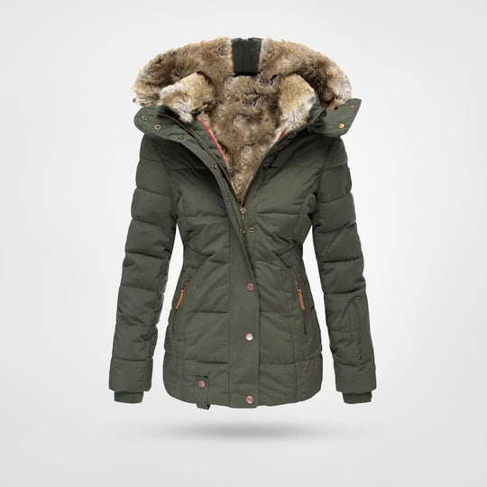 Puffer Coat With Hood - Insulated Ladies Winter Jacket