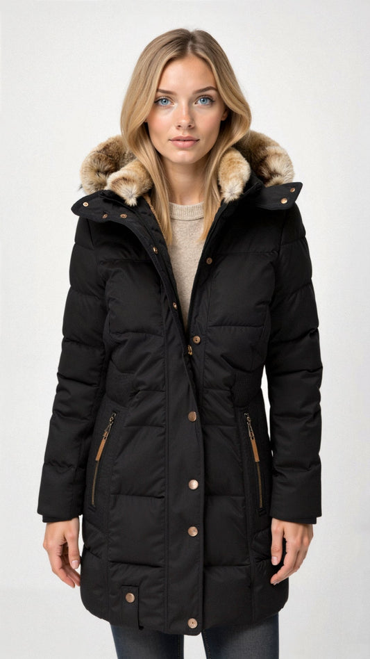 Puffer Coat With Hood - Insulated Ladies Winter Jacket