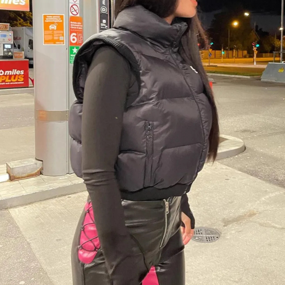 Puffer Gilet - Stylish Black Ladies Vest For Year-Round Coziness