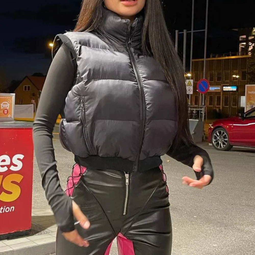 Puffer Gilet - Stylish Black Ladies Vest For Year-Round Coziness
