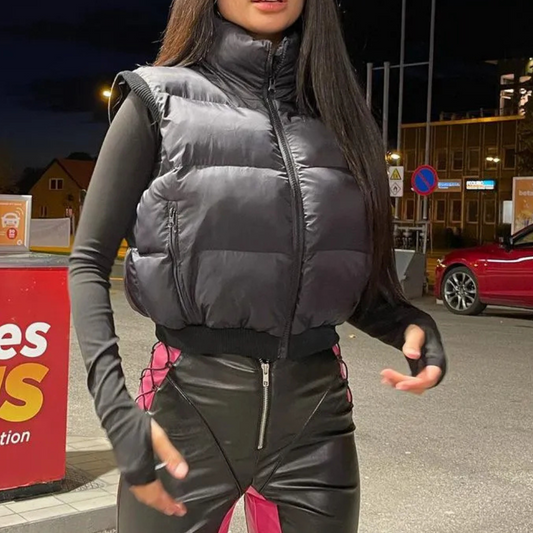Puffer Gilet - Stylish Black Ladies Vest For Year-Round Coziness