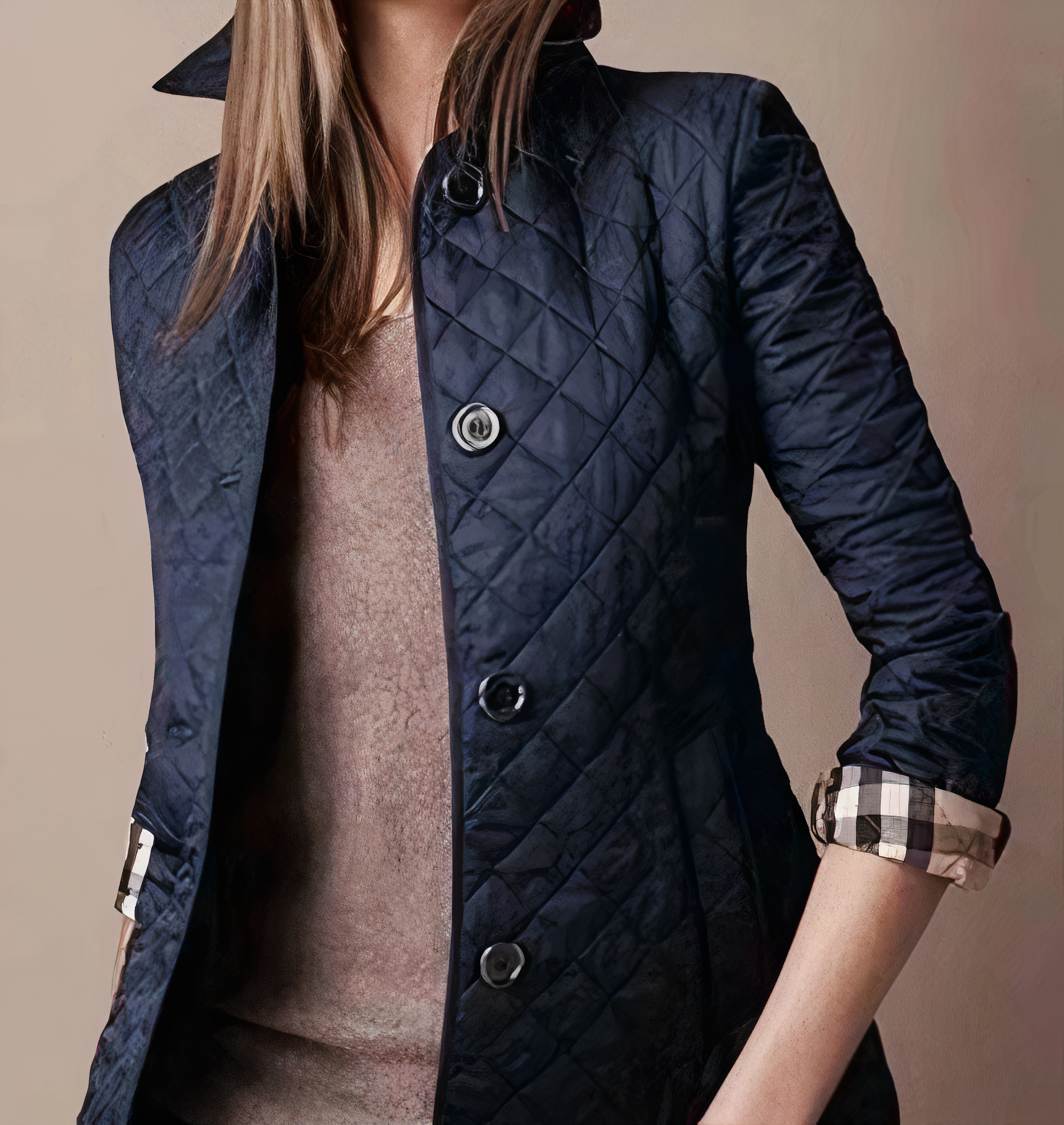Quilted Women'S Jacket - Elegant Button-Up Coat For Ladies