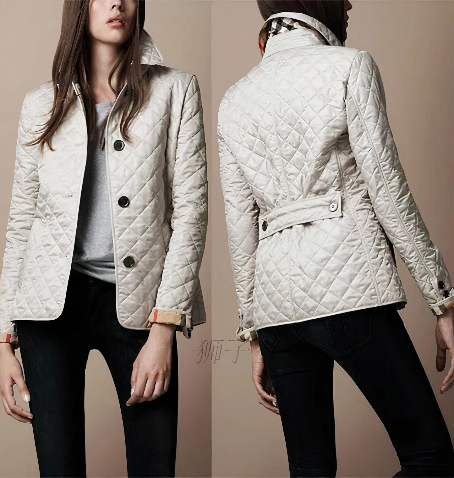Quilted Women'S Jacket - Elegant Button-Up Coat For Ladies