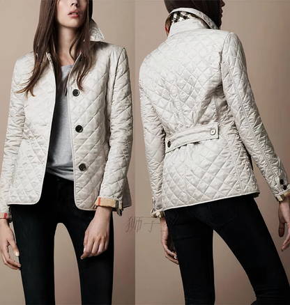 Quilted Women'S Jacket - Elegant Button-Up Coat For Ladies