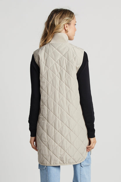 Sleeveless Quilted Vest - Birch Ladies Vest With Side Zipper Detail