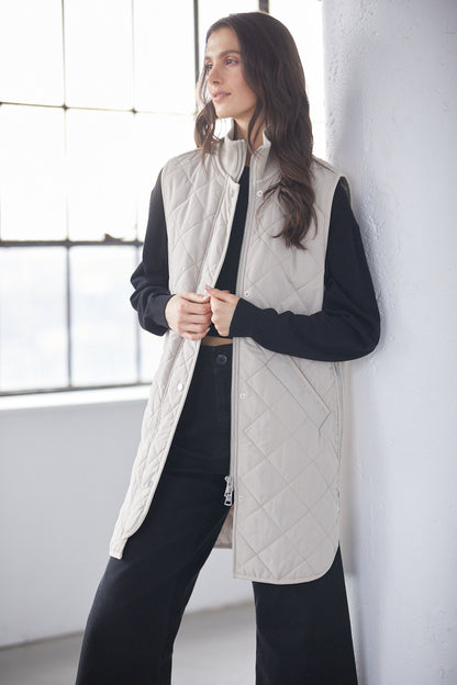 Sleeveless Quilted Vest - Birch Ladies Vest With Side Zipper Detail