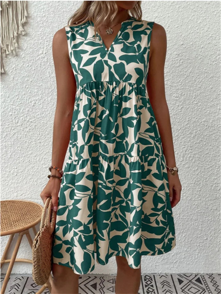 Sleeveless Summer Dress - Floral Midi Dress For Ladies