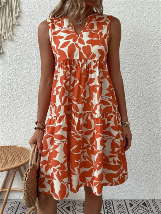 Sleeveless Summer Dress - Floral Midi Dress For Ladies