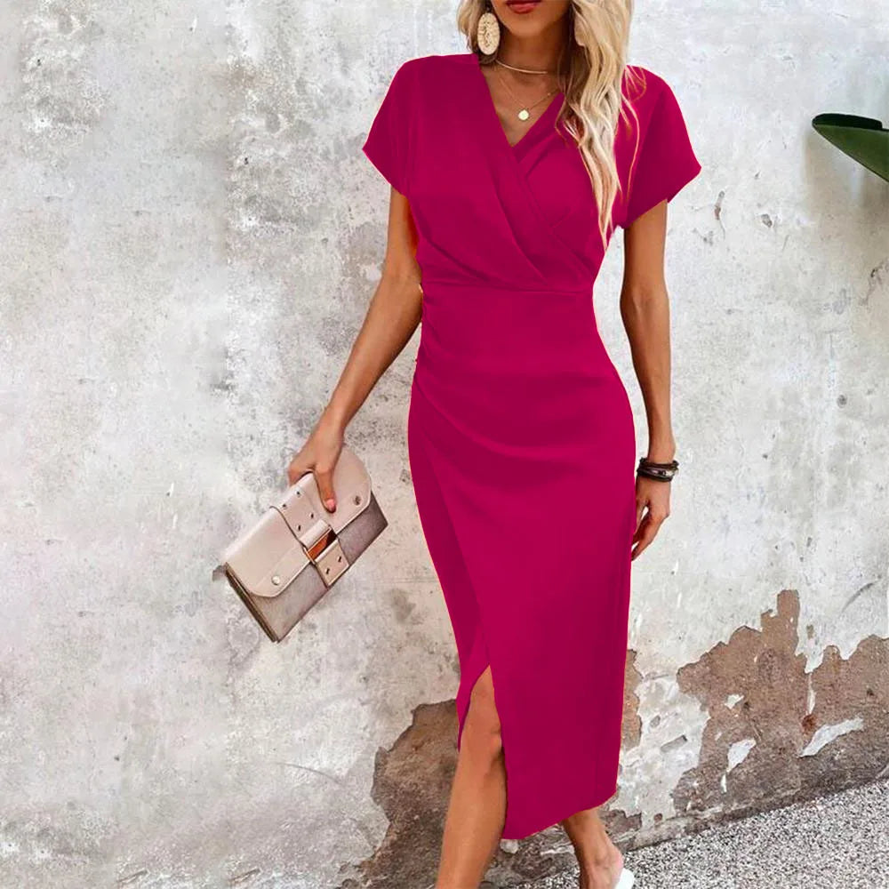 Sleeveless Wrap Dress - Chic Midi Attire For Ladies