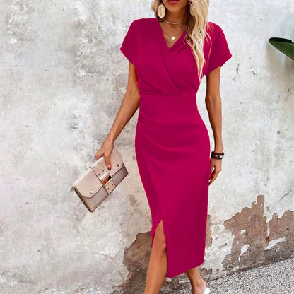 Sleeveless Wrap Dress - Chic Midi Attire For Ladies