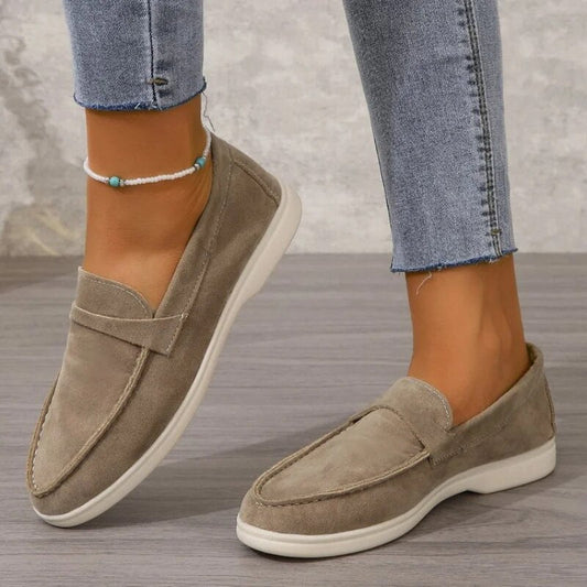 Slip-on loafers - comfortable suede ladies shoes