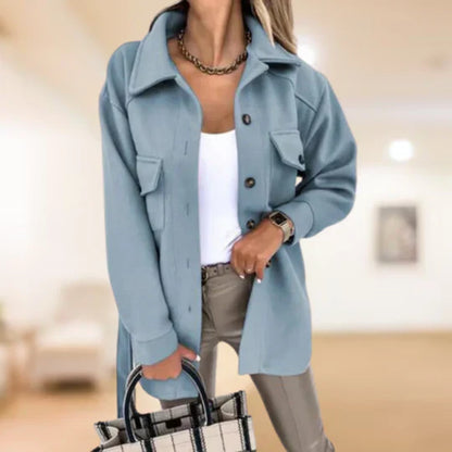 Stylish Belted Shirt Jacket - Versatile Ladies Outerwear
