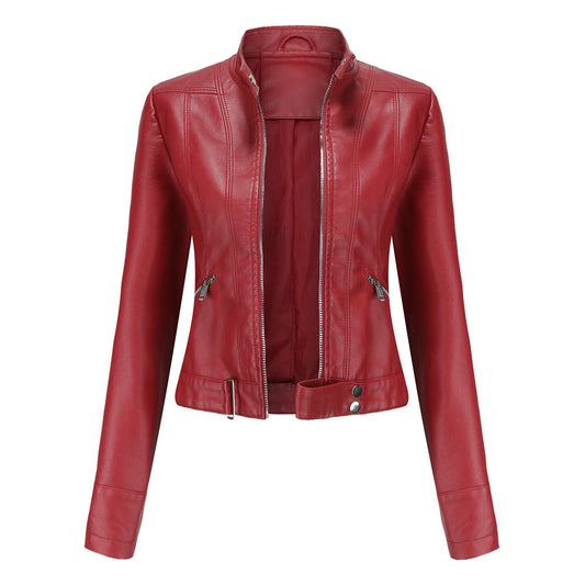 Faux leather biker jacket - ladies’ motorcycle jacket