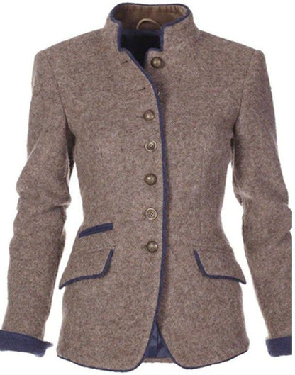 Tailored Grey Blazer - Elegant Wool Blend Ladies Jacket