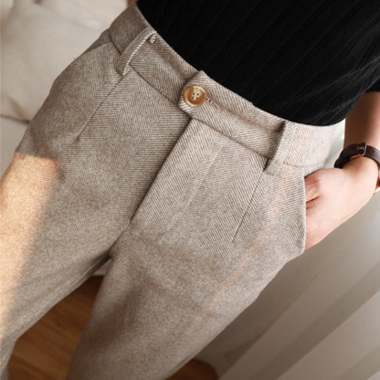 Tailored trousers - exquisite ladies high-waisted trousers