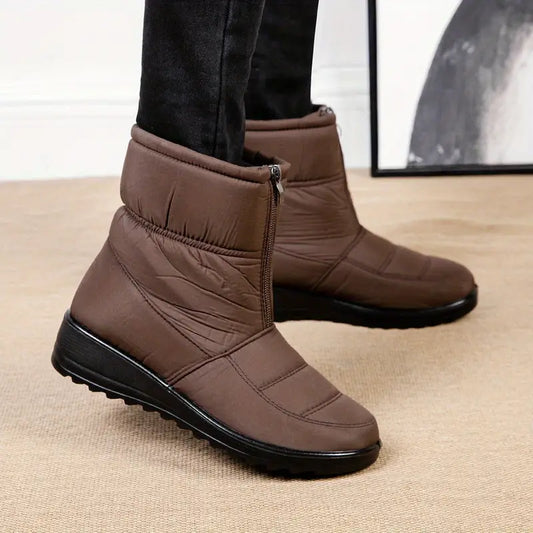 Thermal boots - insulated zip-up winter ladies footwear