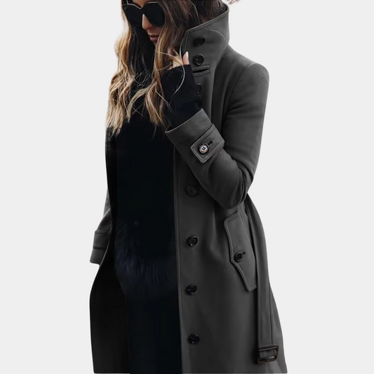 Trench coat - stylish long ladies coat with tailored fit