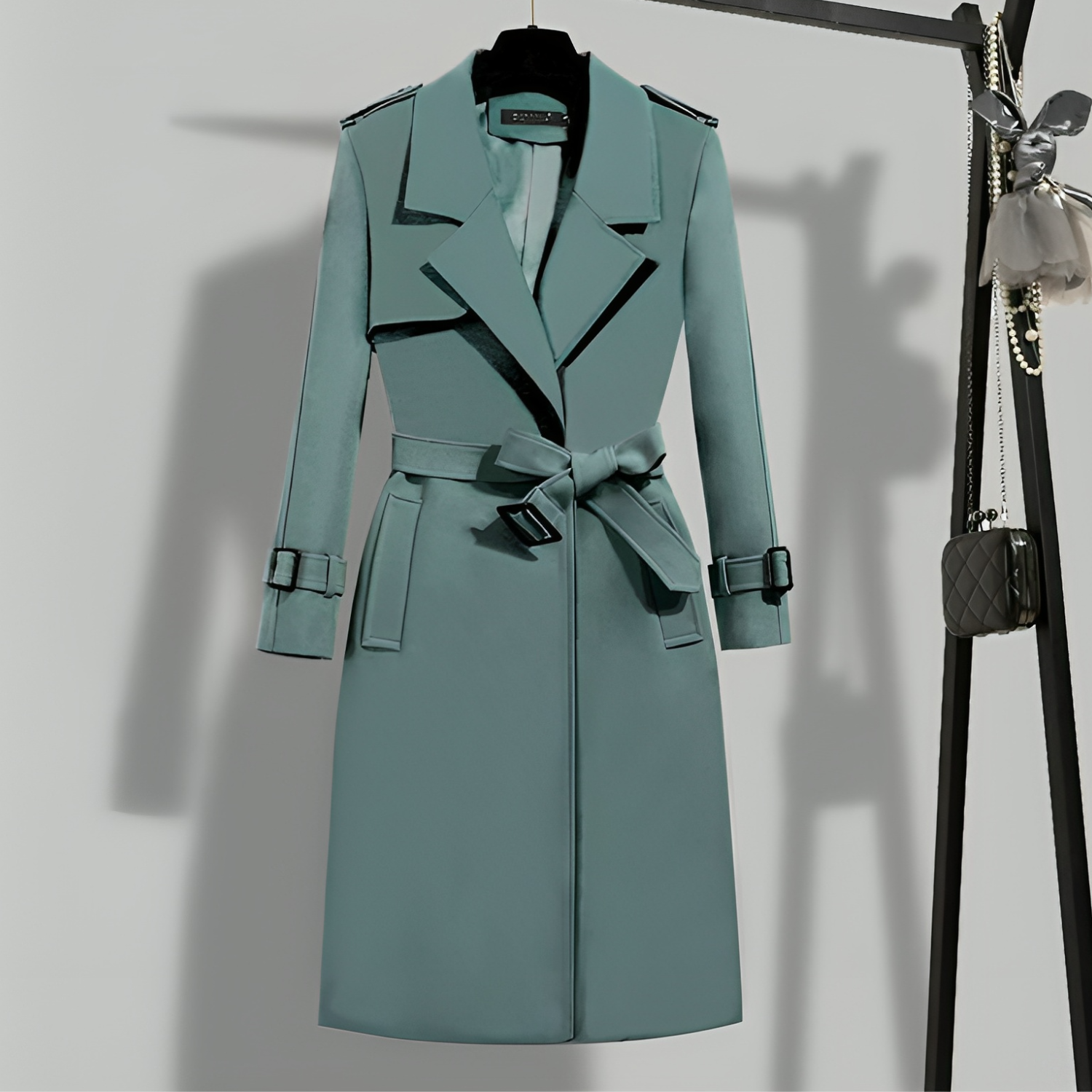 Trench Coat - Tailored Long Ladies Coat With Classic Collar And Belt