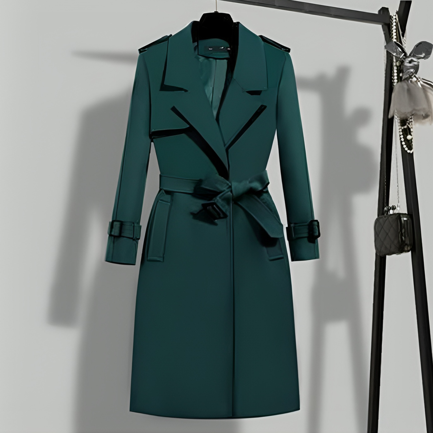 Trench Coat - Tailored Long Ladies Coat With Classic Collar And Belt