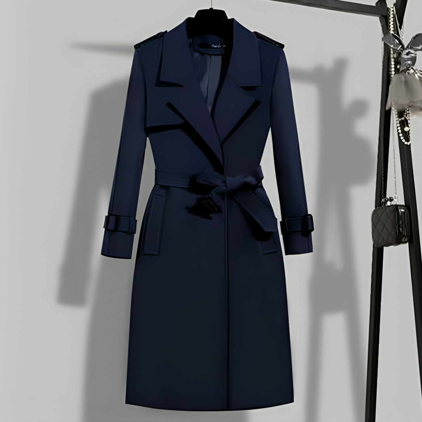 Trench Coat - Tailored Long Ladies Coat With Classic Collar And Belt