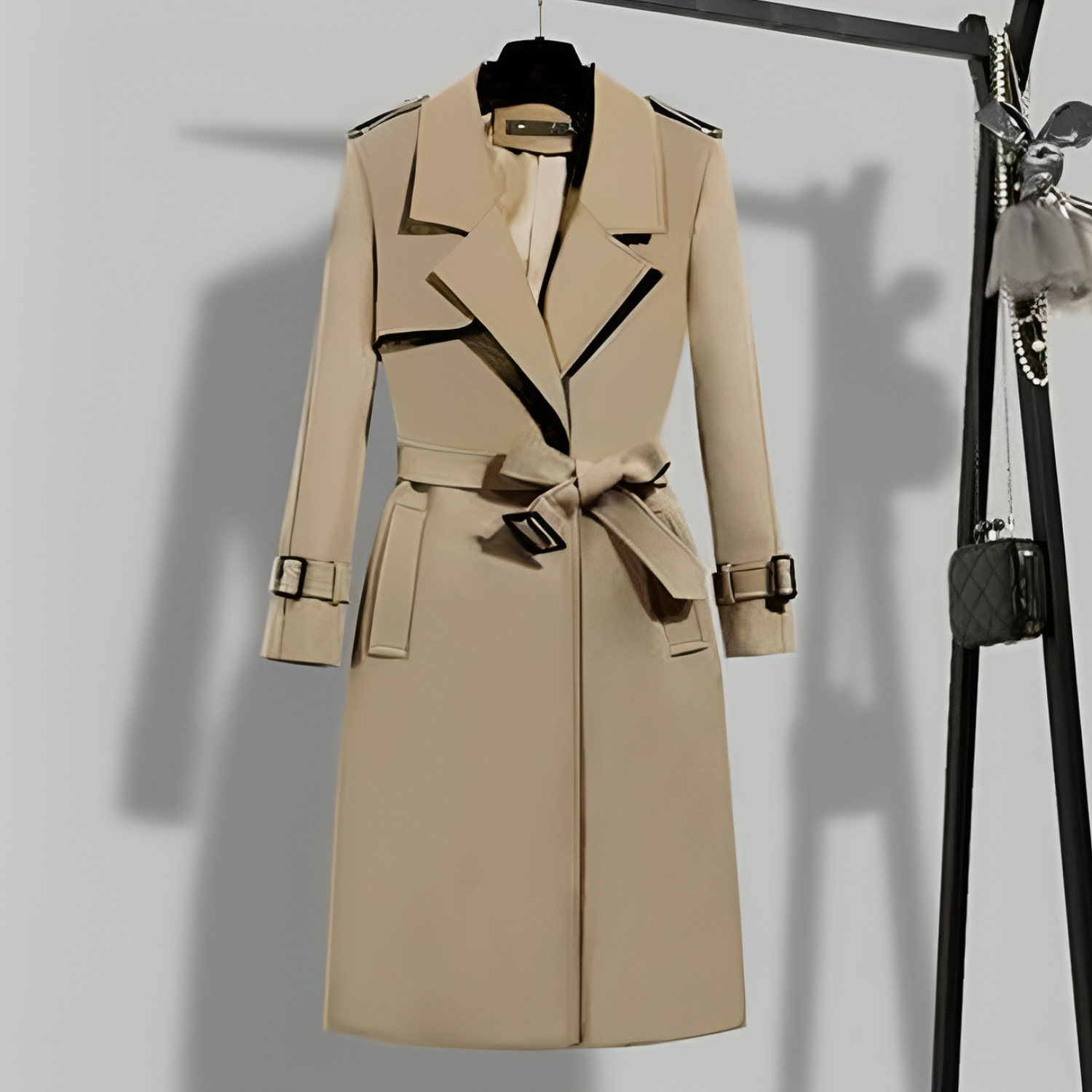 Trench Coat - Tailored Long Ladies Coat With Classic Collar And Belt