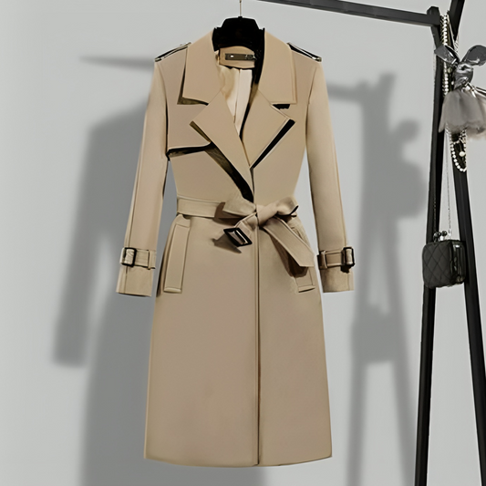 Trench Coat - Tailored Long Ladies Coat With Classic Collar And Belt