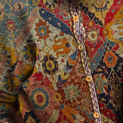 Vintage Patterned Jacket - Ladies Elegant Multicoloured Button-Up