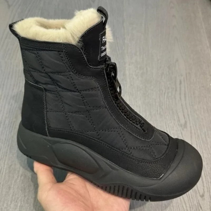 Waterproof retro snow boots - stylish insulated ladies footwear