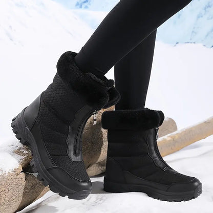 Waterproof snow boots - insulated ladies black winter boots