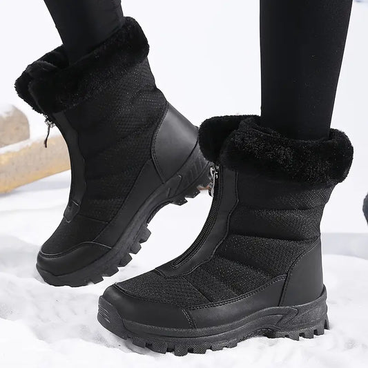 Waterproof snow boots - insulated ladies black winter boots