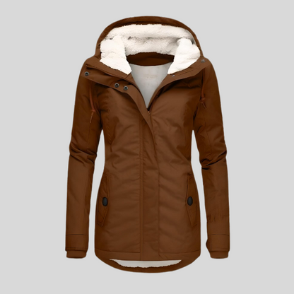 Waterproof winter coat with hood - fleece-lined ladies jacket