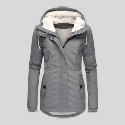 Waterproof winter coat with hood - fleece-lined ladies jacket