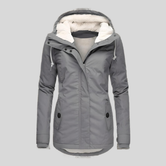 Waterproof winter coat with hood - fleece-lined ladies jacket