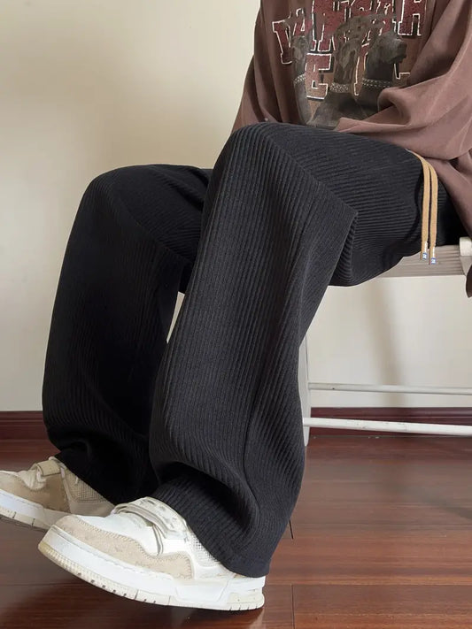 Wide leg cord trousers - cozy casual trousers for ladies
