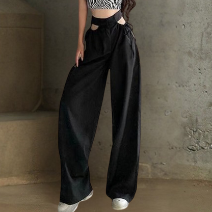 Wide Leg Trousers - Sophisticated Satin Ladies Pants