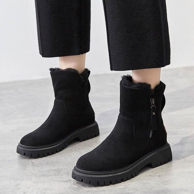 Winter Ankle Boots - Cozy Lined Ladies Zip-Up Boots