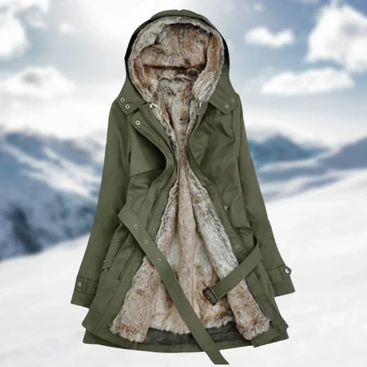 Winter Parka - Stylish Ladies Faux Fur Lined Coat