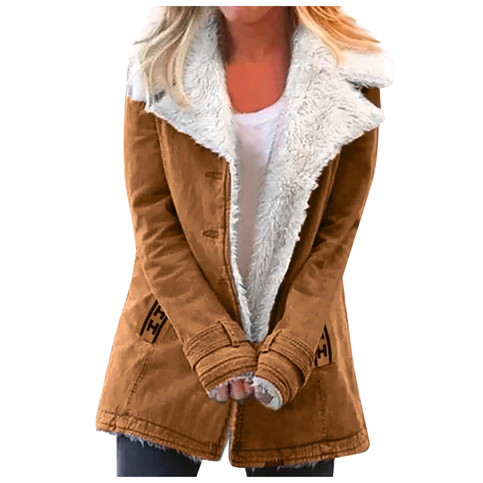 Women'S Faux Shearling Lined Jacket - Elegant Ladies Winter Coat