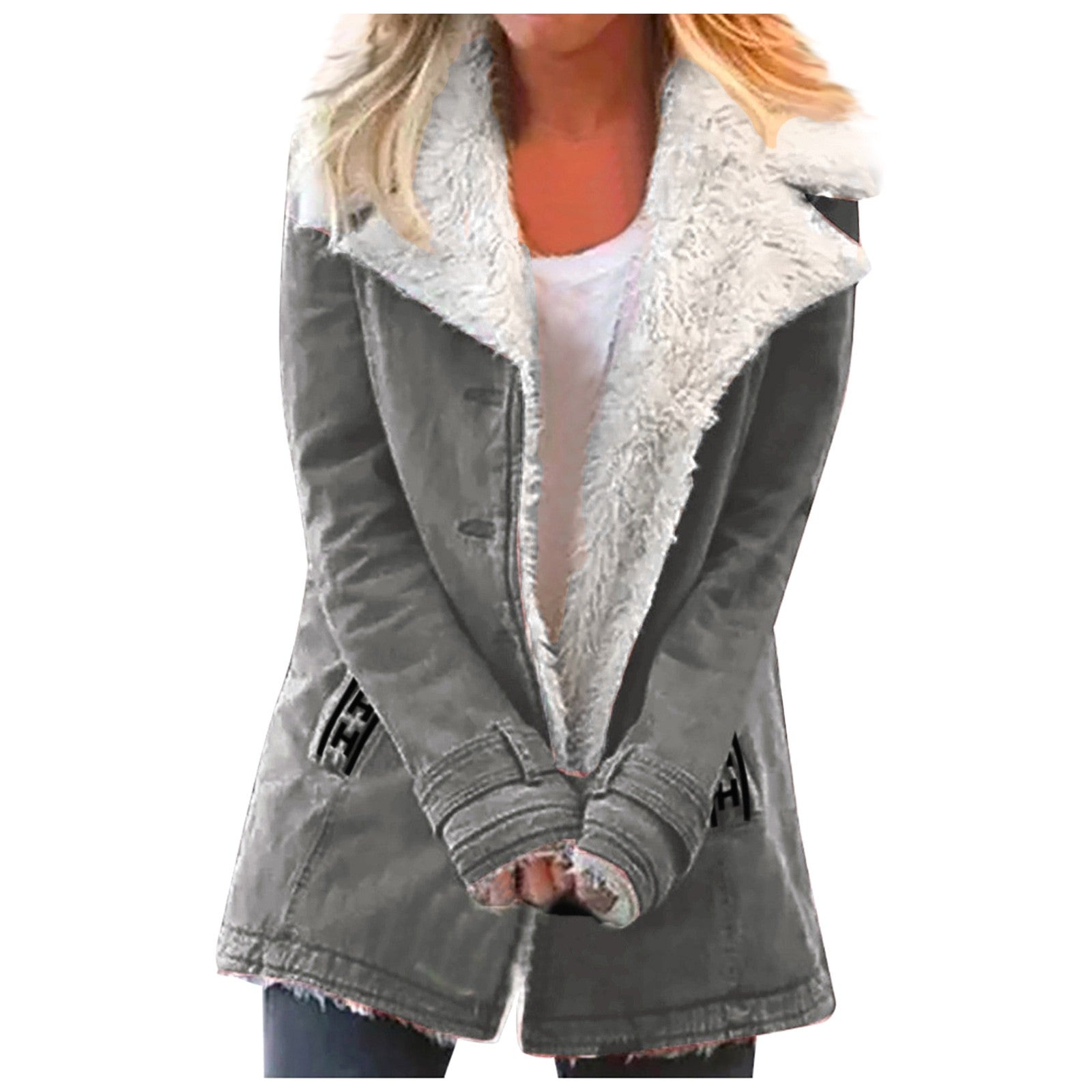 Women'S Faux Shearling Lined Jacket - Elegant Ladies Winter Coat