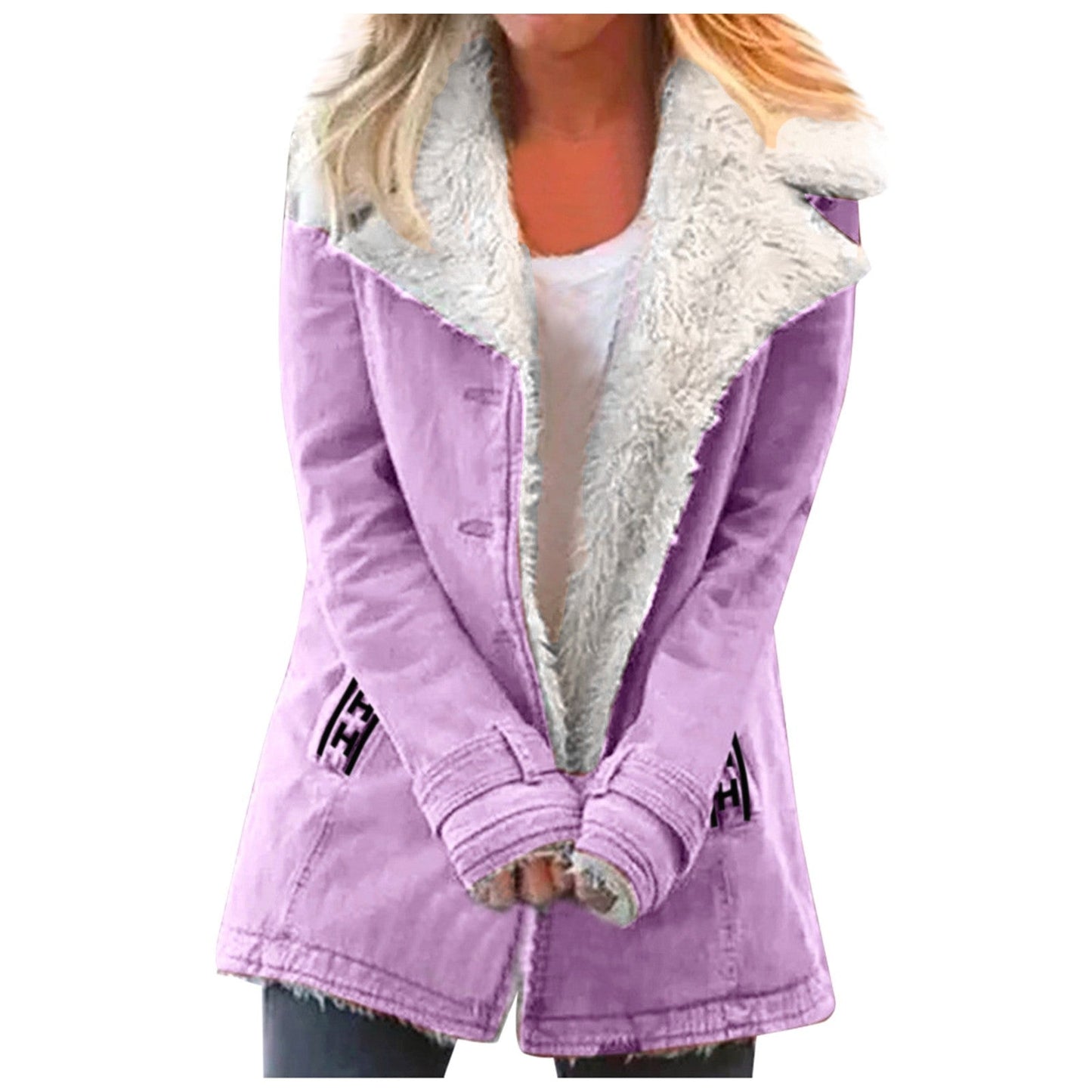 Women'S Faux Shearling Lined Jacket - Elegant Ladies Winter Coat