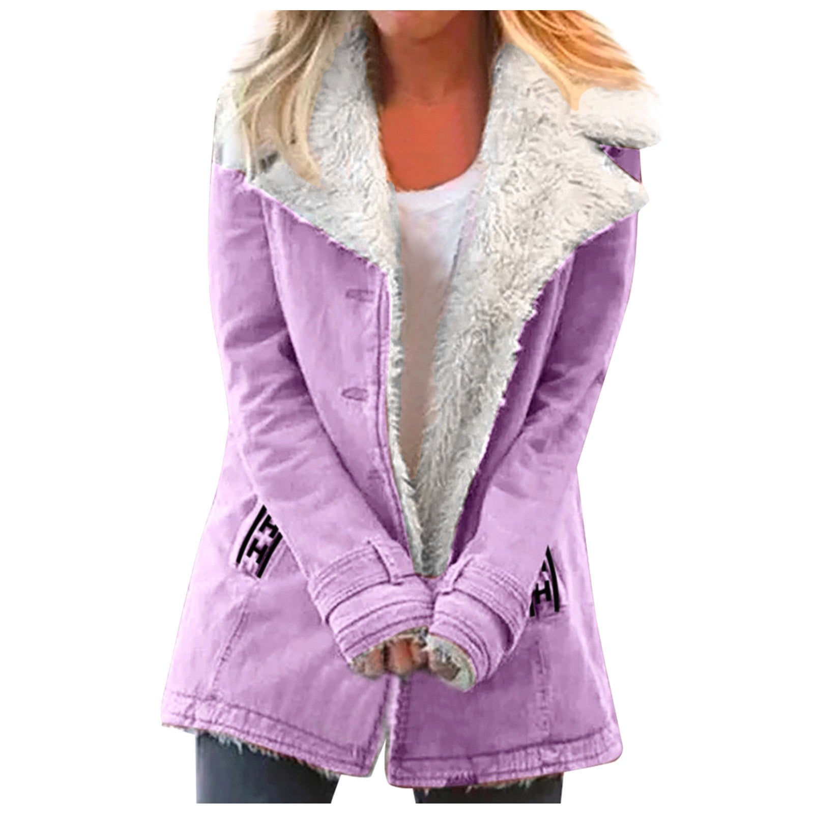 Women'S Faux Shearling Lined Jacket - Elegant Ladies Winter Coat