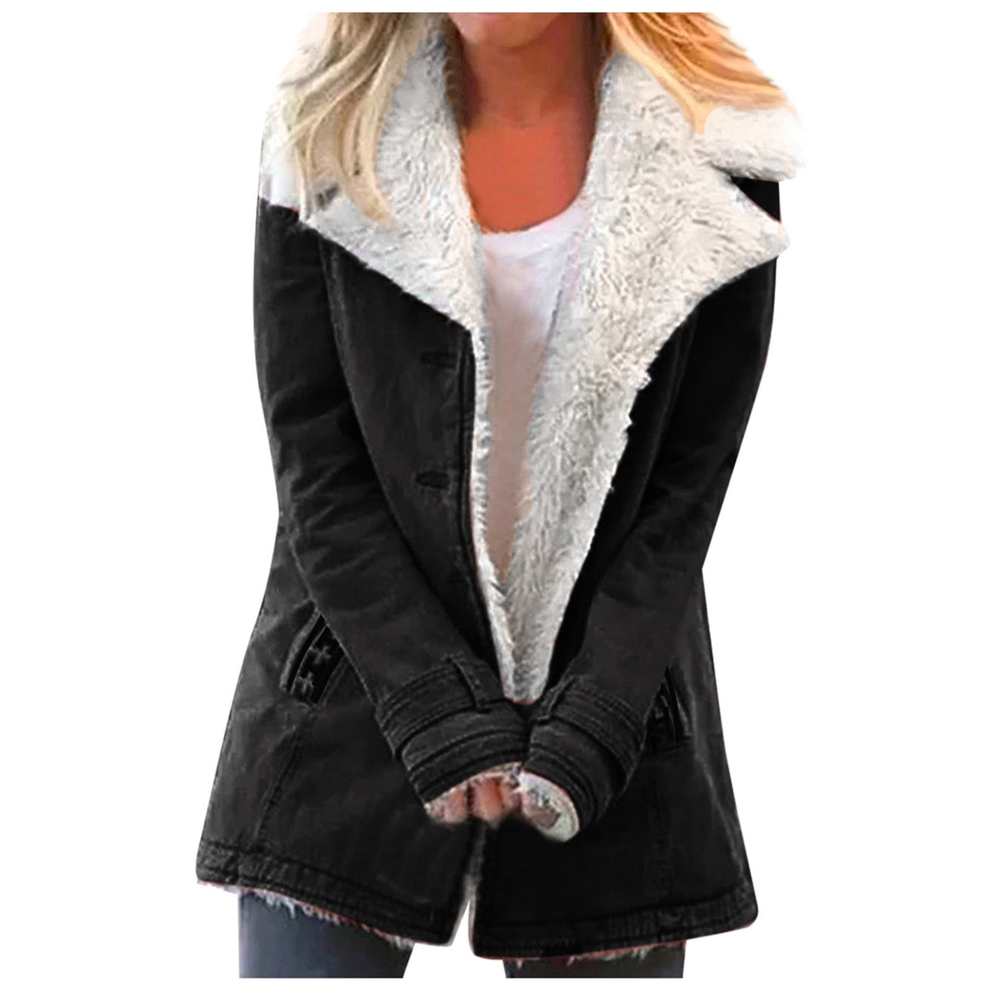 Women'S Faux Shearling Lined Jacket - Elegant Ladies Winter Coat