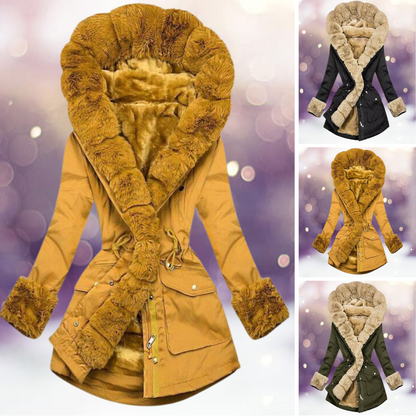 Women's parka coat - stylish warm ladies jacket with plush lining