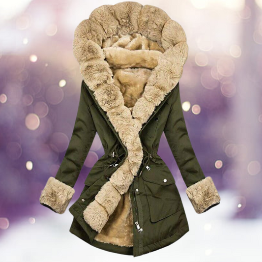 Women's parka coat - stylish warm ladies jacket with plush lining