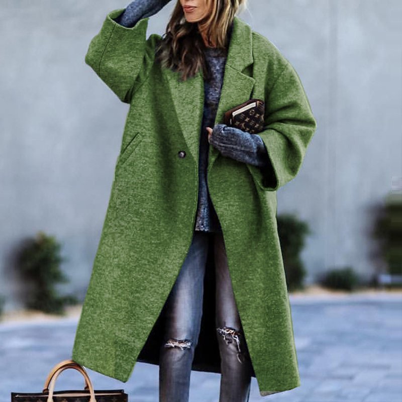 Wool coat - elegant ladies oversized check patterned coat