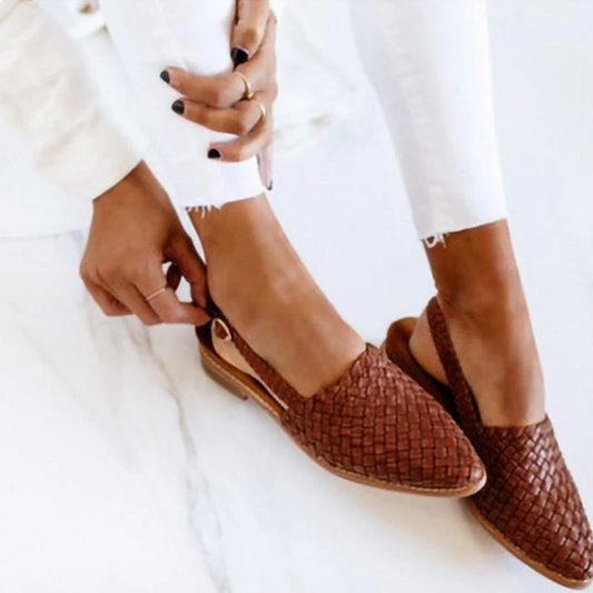 Woven Slip-On Shoes - Women'S Casual Leather Footwear