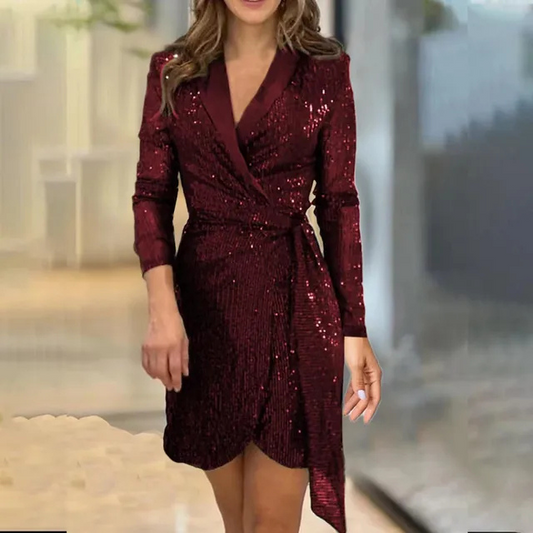 Wrap Dress - Elegant Sequin Ladies Dress For Special Occasions