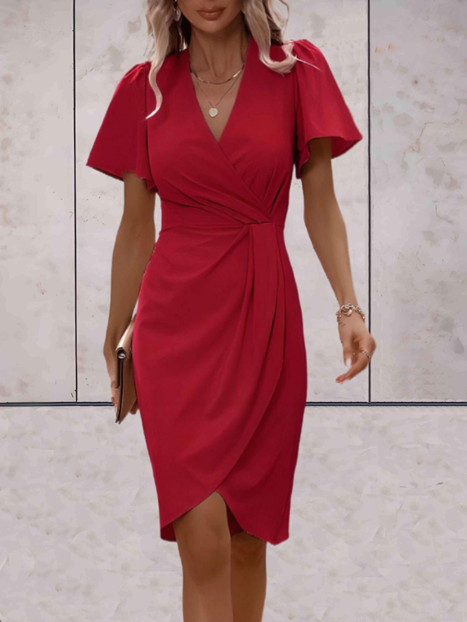 Wrap Dress - Sophisticated Ladies Dress With V-Neckline And Chic Details